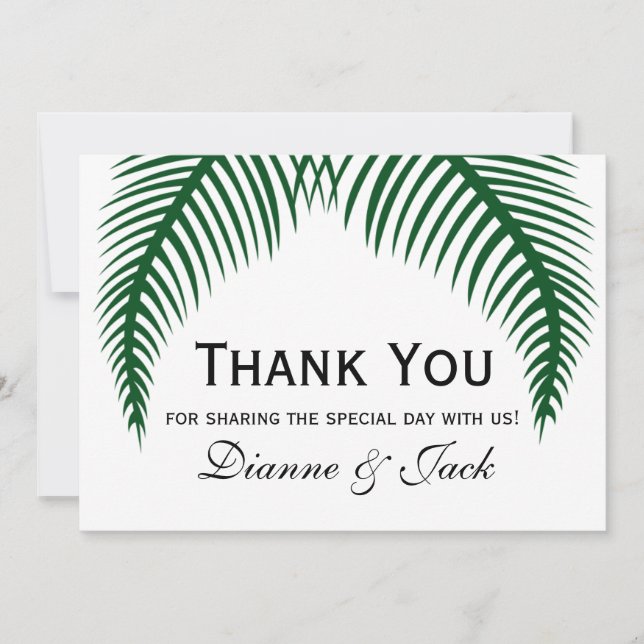 Tropical Palm Leaves Wedding Thank You (Front)