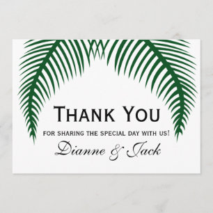 Tropical Palm Leaves Wedding Thank You Card