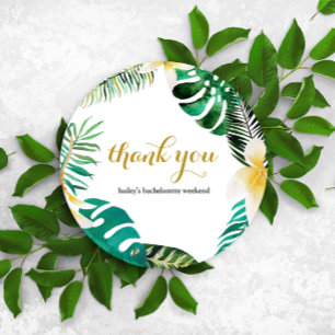 Tropical Palm Leaves Wreath Thank You Message Card