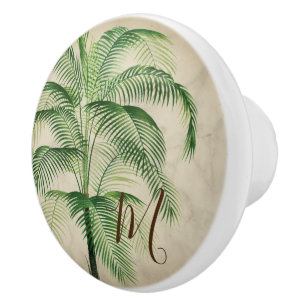 Tropical Palm Monogram Elegant Stylish Ceramic Knob