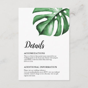 Tropical Palm Monstera Leaf Details Card Insert