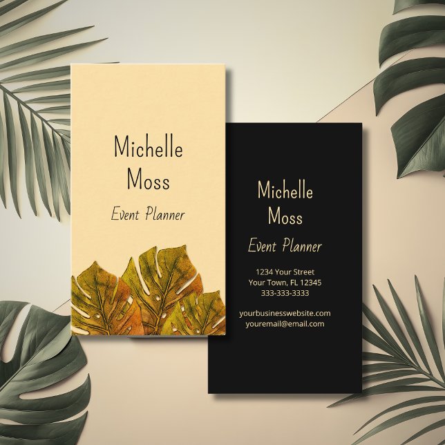 Tropical Palm Monstera Leaves Elegant Botanical Business Card (Creator Uploaded)