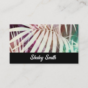 tropical palm nature art purple turquoise business card