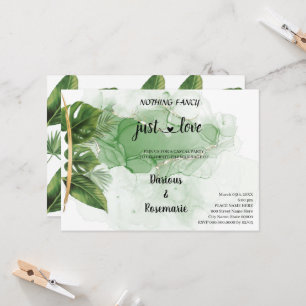 Tropical Palm Nothing Fancy just Love Elopement Invitation