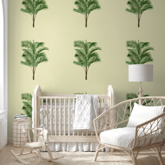 Tropical Palm Nursery: Elegant Green Yellow Wallpaper