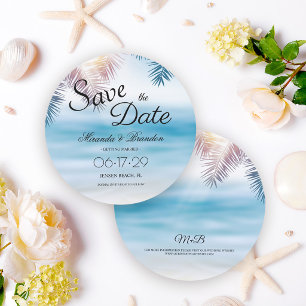 Tropical Palm Ocean Summer Beach Save the Date