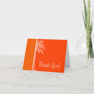 Tropical Palm; Orange Stripes Thank You Card