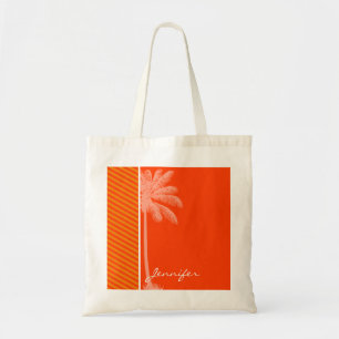Tropical Palm; Orange Stripes Tote Bag