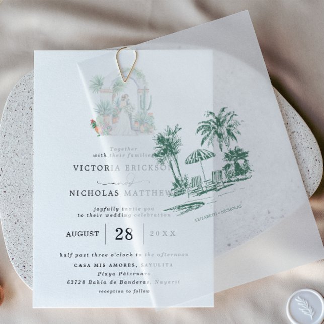 Tropical Palm Overlay | Destination Wedding Vellum Invitations (Creator Uploaded)