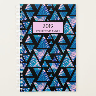 Tropical Palm Paradise Pink Blue 2019 Personalised Planner