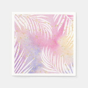 Tropical Palm Pastel Rainbow Pool Party  Napkin