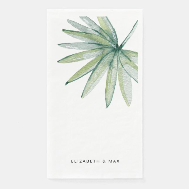 Tropical Palm Personalised Wedding  Napkin (Front)
