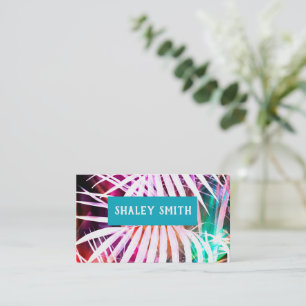 tropical palm purple turquoise nature art  business card