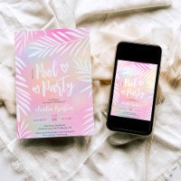 Tropical palm rainbow pool party Sweet 16