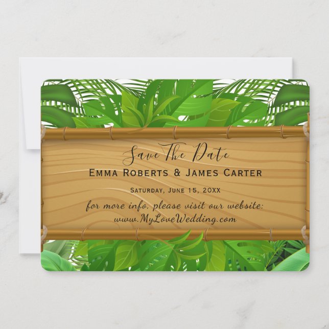 Tropical Palm Save the Date Card (Front)