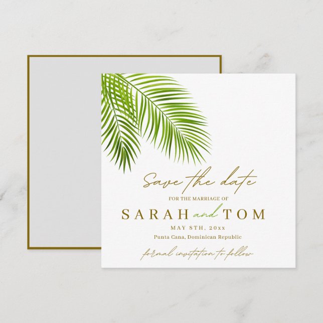 Tropical Palm Save the Date Invitation (Front/Back)