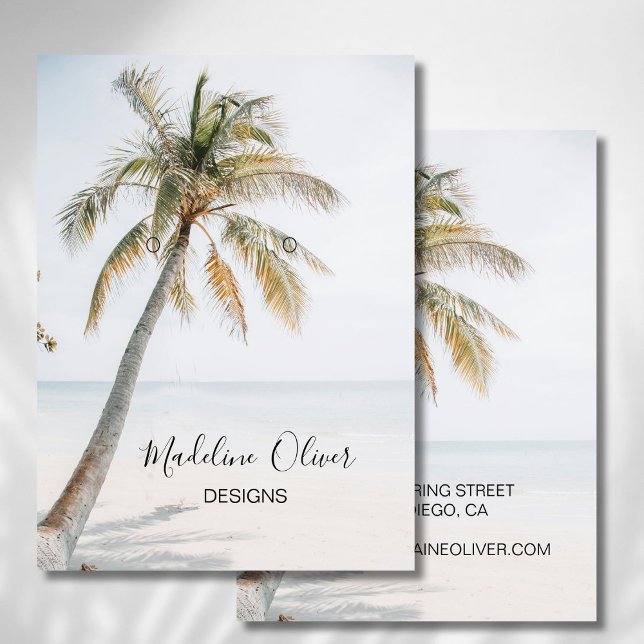 Tropical Palm Scene Ocean Beach  Earring Display Business Card (Creator Uploaded)