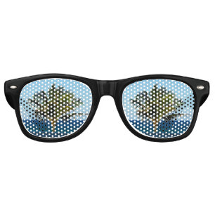 Tropical Palm Seaside Reflections Design Retro Sunglasses
