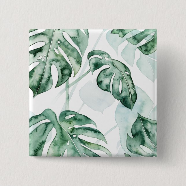 Tropical Palm Split Leaf 15 Cm Square Badge (Front)