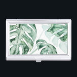 Tropical Palm Split Leaf Business Card Holder<br><div class="desc">"Split Leaf II" by Grace Popp. Features a muted palette of tropical greenery.</div>