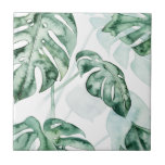 Tropical Palm Split Leaf Ceramic Tile<br><div class="desc">"Split Leaf II" by Grace Popp. Features a muted palette of tropical greenery.</div>