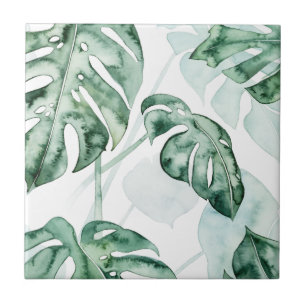 Tropical Palm Split Leaf Ceramic Tile