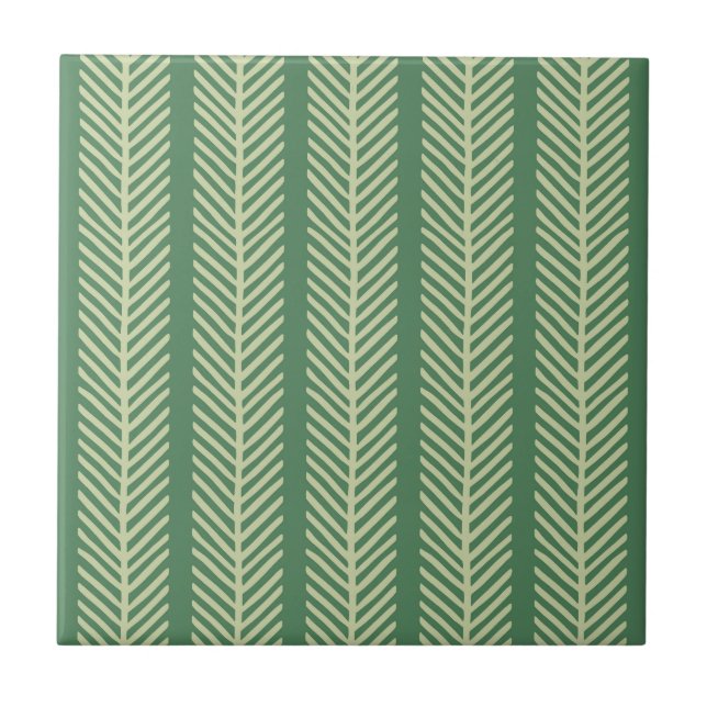 Tropical Palm Stripes Ceramic Tile (Front)