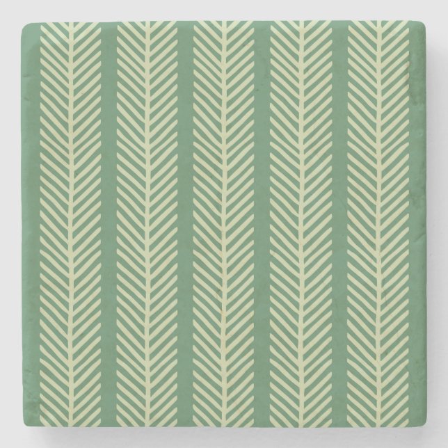 Tropical Palm Stripes Stone Coaster (Front)