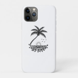 Tropical Palm Sunset – Minimalist Beach Line Art  iPhone 11 Pro Case