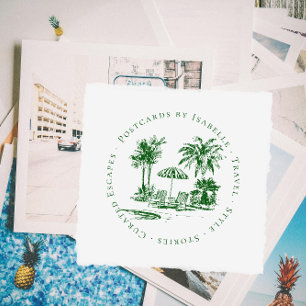 Tropical Palm Travel Blogger Logo   Custom Rubber Stamp