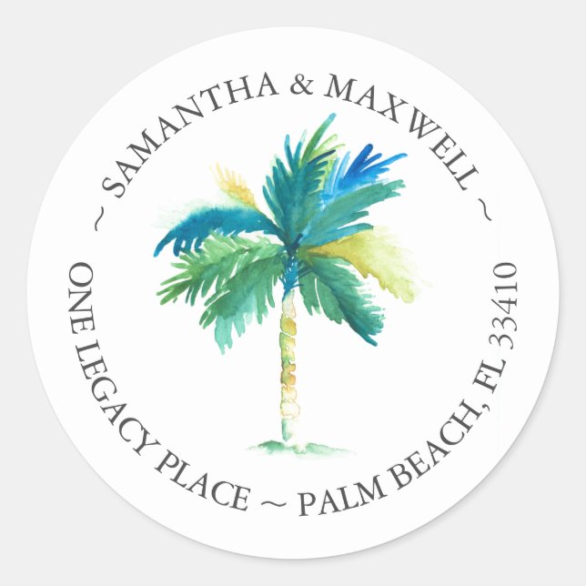 Tropical Palm Tree Address Labels (Front)
