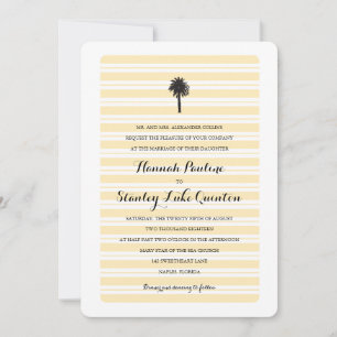 Tropical Palm Tree and Stripes   Wedding Invitation