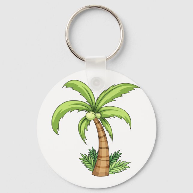 Tropical Palm Tree Beach and Island Vibes  Key Ring (Front)