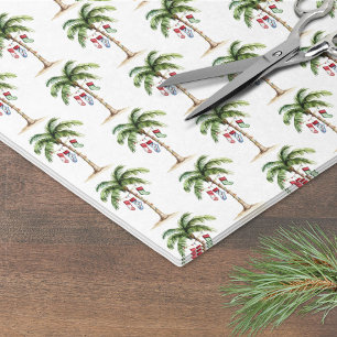 Tropical Palm Tree Beach Christmas Tissue Paper