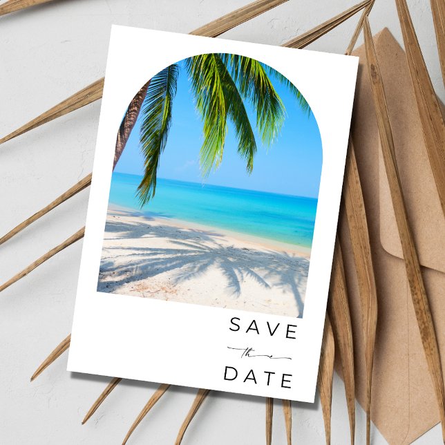 Tropical Palm Tree Beach Digital Wedding  Save The Date (Tropical Palm Tree Beach Digital Wedding Save The Date)