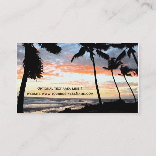 Tropical Palm Tree Beach Real Estate Business Card (Back)