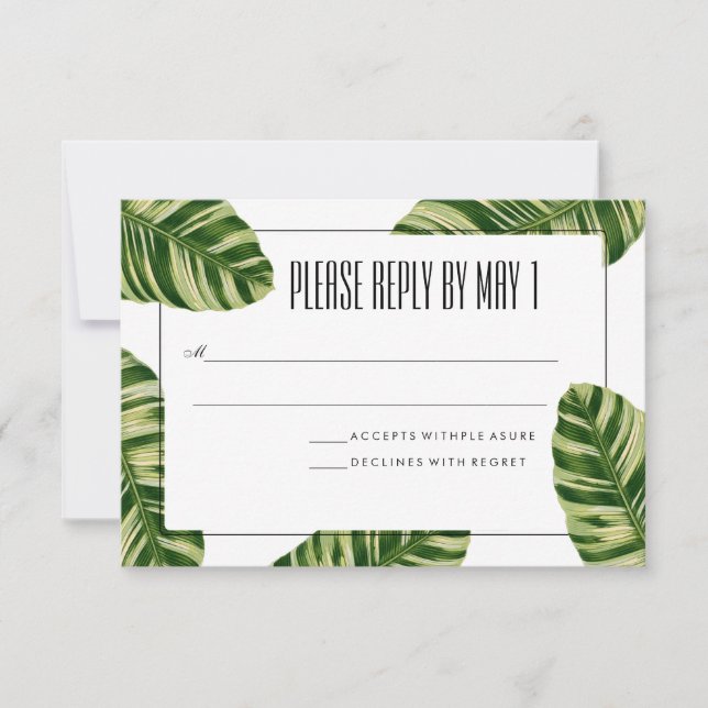 Tropical Palm Tree Beach RSVP Card (Front)