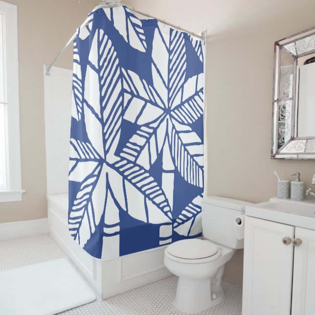 Tropical Palm Tree Beach Shower Curtain (In Situ)