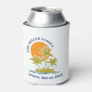 Tropical Palm Tree Beach Trip Sunset Cute Custom Can Cooler