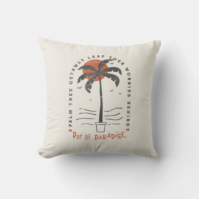 Tropical Palm Tree Beach Vibes Summer Sun Retro Cushion (Front)