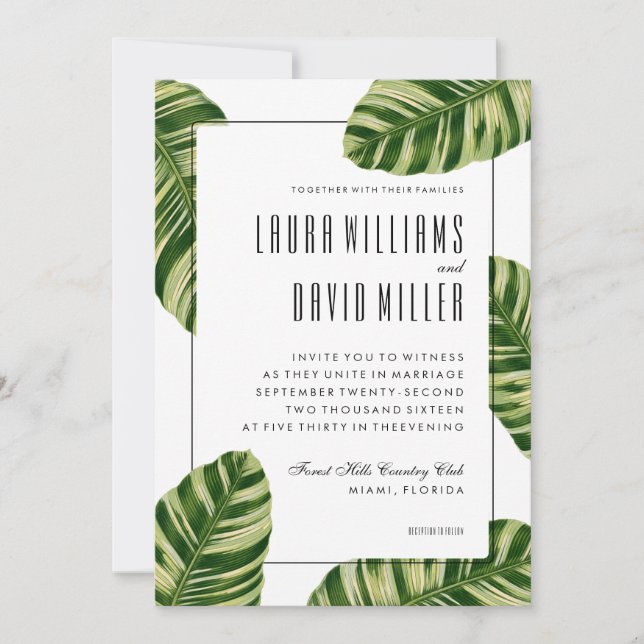 Tropical Palm Tree Beach Wedding Invitation (Front)