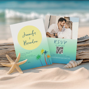 Tropical Palm Tree Beach Wedding Invitation