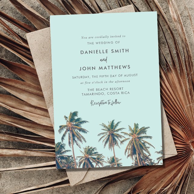 Tropical Palm Tree Beach Wedding Invitation (Creator Uploaded)