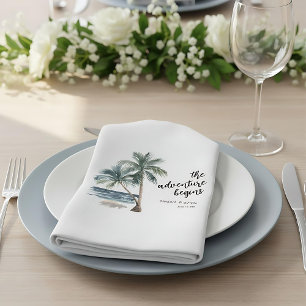 Tropical palm tree beach wedding napkins