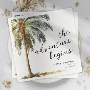 Tropical Palm Tree Beach Wedding Napkins