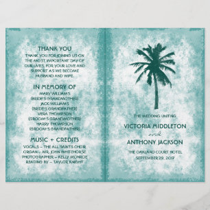 Tropical Palm Tree Beach Wedding Program