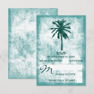 Tropical Palm Tree Beach Wedding RSVP Card