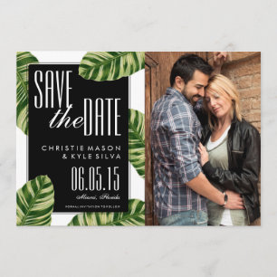 Tropical Palm Tree Beach Wedding Save the Date