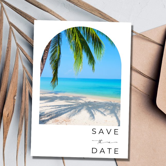 Tropical Palm Tree Beach Wedding  Save The Date (Tropical Palm Tree Beach Wedding Save The Date)