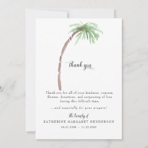 Tropical Palm Tree Bereavement Funeral Thank You